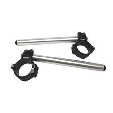 Aluminium-forged clip-ons ACCOSSATO CP003 with metal clamp composed of 2 half-rings 10 degrees inclination, silver