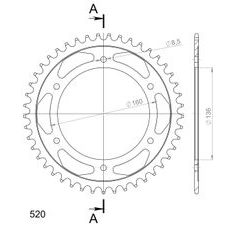 Reťazová rozeta SUPERSPROX RFE-5:45-BLK čierna 45T, 520