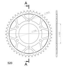 Reťazová rozeta SUPERSPROX RFE-401:45-BLK čierna 45T, 520