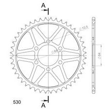 Reťazová rozeta SUPERSPROX RFE-814:44-BLK čierna 44T, 530