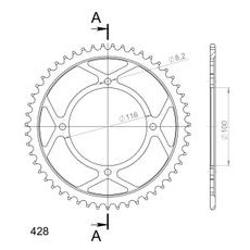 Reťazová rozeta SUPERSPROX RFE-462:51-BLK čierna 51T, 428