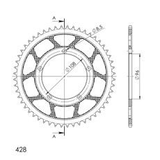 Reťazová rozeta SUPERSPROX RFE-6614:52-BLK čierna 52T, 428