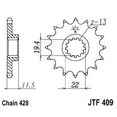 Reťazové koliečko JT JTF 409-16 16T, 428