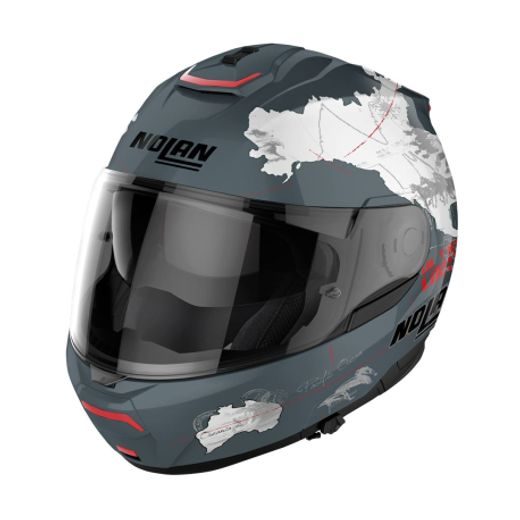 Moto helma Nolan N100-6 Legend Checa Slate Grey N-COM 30