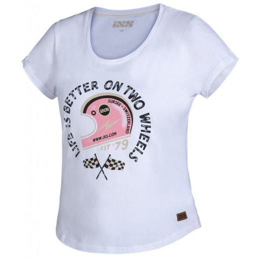 Dámske tričko iXS ON TWO WHEELS X30107 bielo-ružové DL