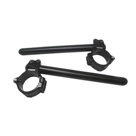 Aluminium-forged clip-ons ACCOSSATO CP003 with metal clamp composed of 2 half-rings 10 degrees inclination, black