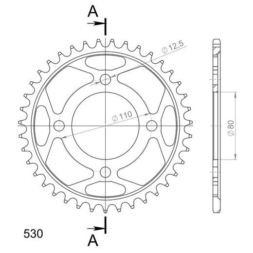 Reťazová rozeta SUPERSPROX RFE-284:39-BLK čierna 39T, 530