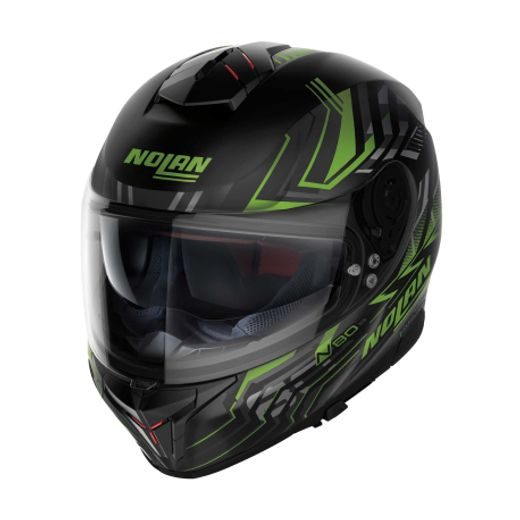 Moto helma Nolan N80-8 Turbolence N-com Flat Black/Green