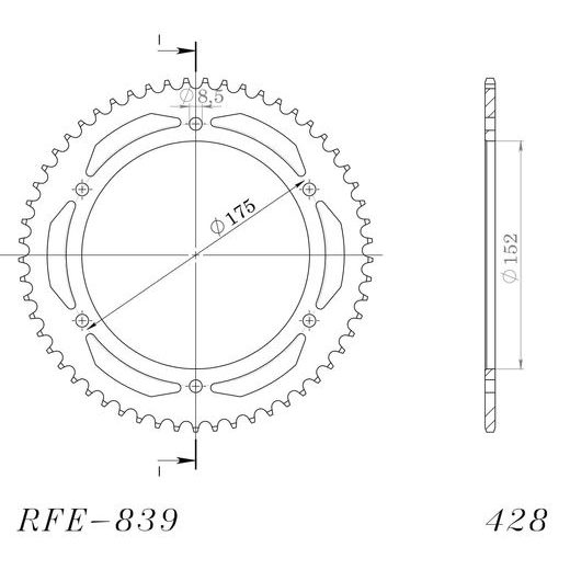 Reťazová rozeta SUPERSPROX RFE-839:57-BLK čierna 57T, 428