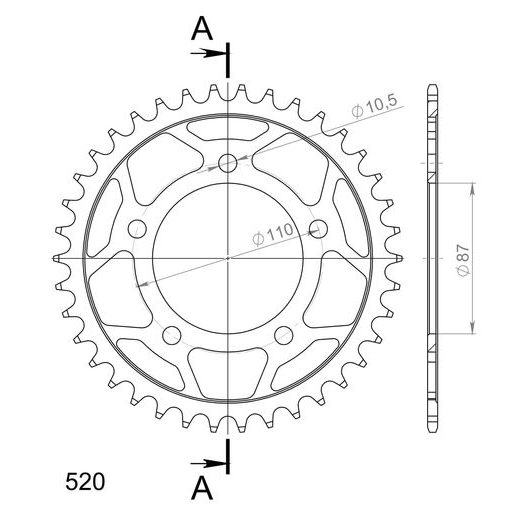 Reťazová rozeta SUPERSPROX RFE-823:38-BLK čierna 38T, 520