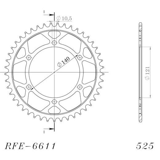 Reťazová rozeta SUPERSPROX RFE-6611:45-BLK čierna 45T, 525