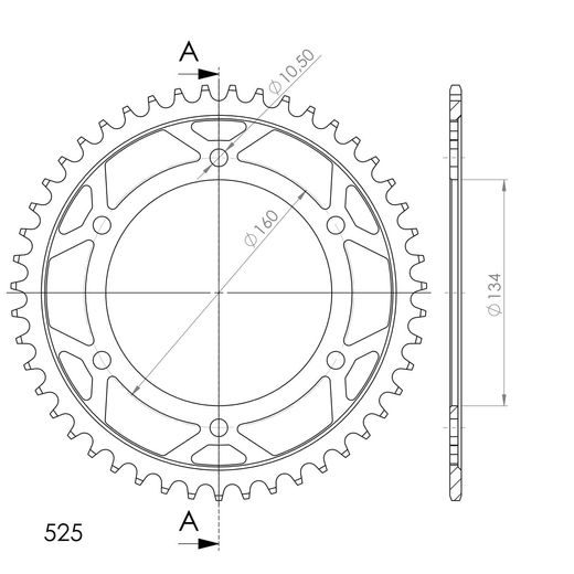 Reťazová rozeta SUPERSPROX RFE-1307:46-BLK čierna 46T, 525