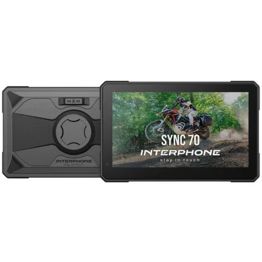 INTERPHONE DISPLEJ RIDESYNC70 GPS, TPMS A DUÁLNA KAMERA PRE MOTOCYKLE