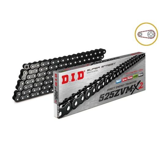 Reťazová sada D.I.D Chain - strieborný reťaz 525 ZVM-X, X-krúžok, koliesko JT pogumované, rozeta JT pre TRIUMPH Tiger 800 / Sport 2011-2016