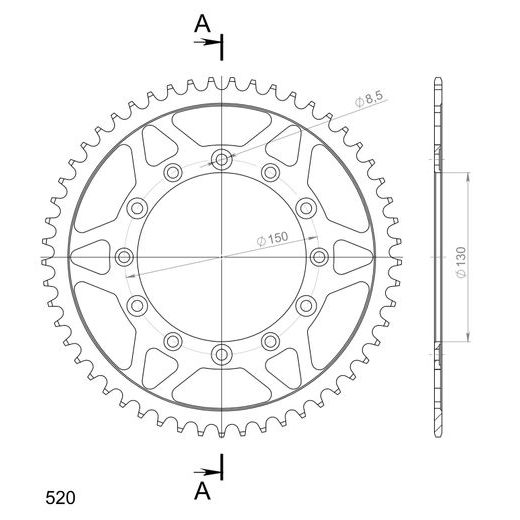Reťazová rozeta SUPERSPROX RFE-245/2:53-BLK čierna 53T, 520