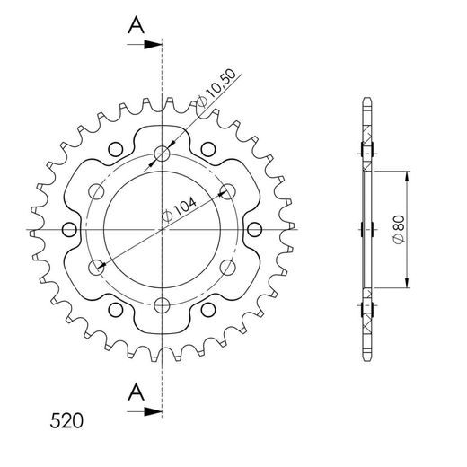 Reťazová rozeta SUPERSPROX STEALTH RST-478:34-GLD zlatá 34T, 520