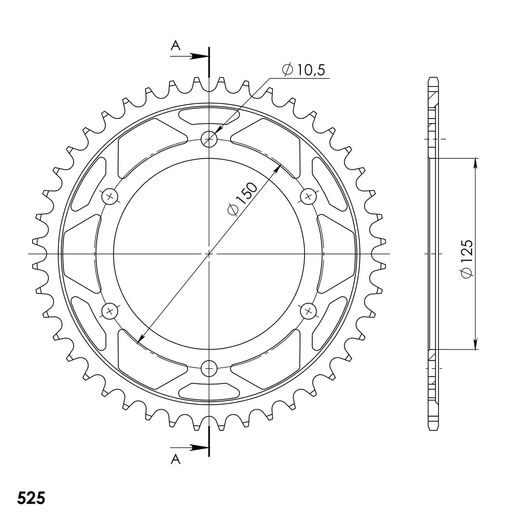 Reťazová rozeta SUPERSPROX RFE-900:44-BLK čierna 44T, 525