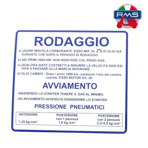 Štítok RMS 142721070 modrá "Rodaggio"