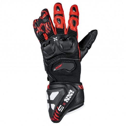 Kožené rukavice iXS ACE 2.0 X4-222207 coal black-power red M
