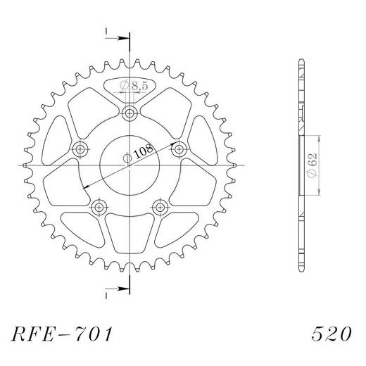 Reťazová rozeta SUPERSPROX RFE-701:43-BLK čierna 43T, 520