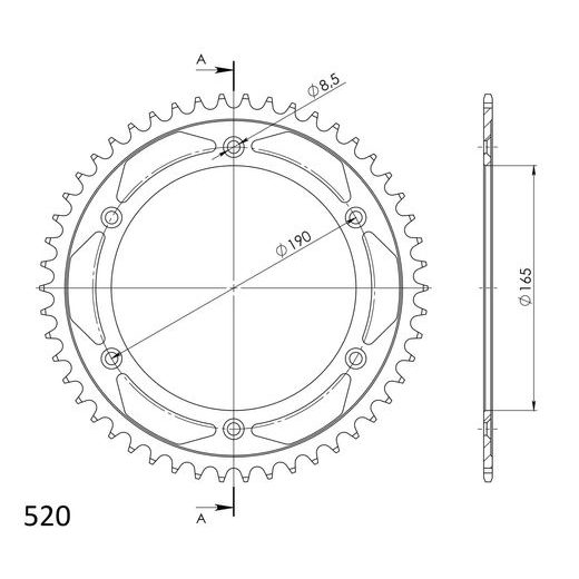 Reťazová rozeta SUPERSPROX RFE-896:50-BLK čierna 50T, 520