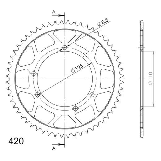 Reťazová rozeta SUPERSPROX RFE-6602:56-BLK čierna 56T, 420