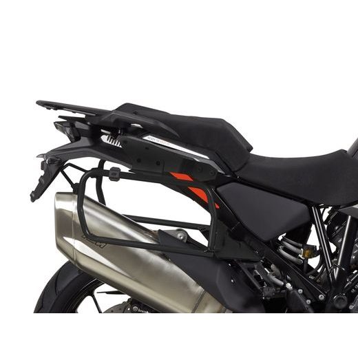 Kompletná sada bočných čiernych hliníkových kufrov SHAD TERRA BLACK, 36/47 l litrov, vrátane montážnej sady SHAD KTM Super Adventure 1290 (R, S)