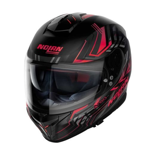 Moto helma Nolan N80-8 Turbolence N-com Flat Black/Red 79