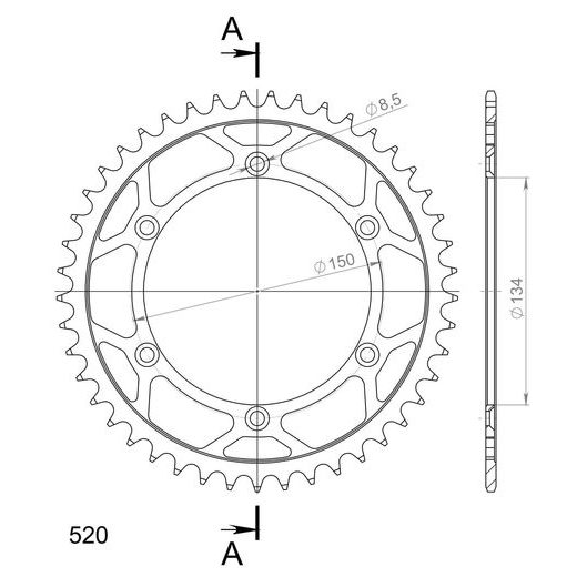 Reťazová rozeta SUPERSPROX RFE-460:45-BLK čierna 45T, 520