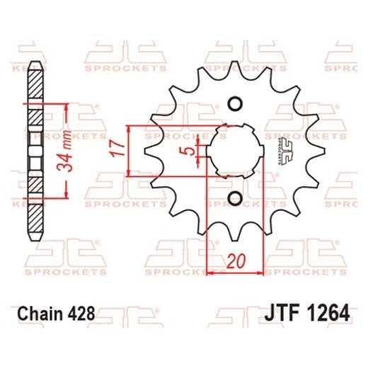 Reťazové koliečko JT JTF 1264-17 17T, 428