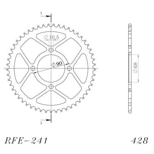 Reťazová rozeta SUPERSPROX RFE-241:53-BLK čierna 53T, 428