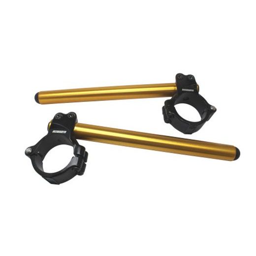 Aluminium-forged clip-ons ACCOSSATO CP003 with metal clamp composed of 2 half-rings 10 degrees inclination, gold