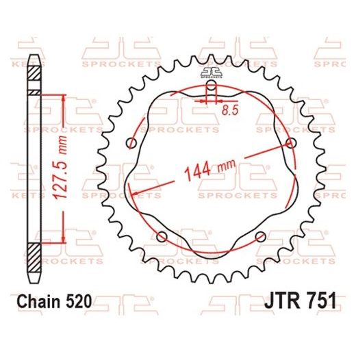 Reťazová rozeta JT JTR 751-43 43T, 520