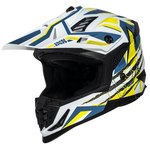 Cross helmet iXS iXS363 2.0 X12045 white matt-blue-yellow fluo S