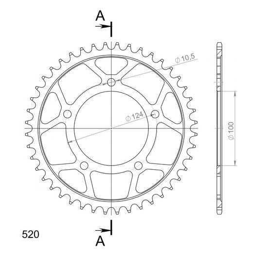 Reťazová rozeta SUPERSPROX RFE-744:44-BLK čierna 44T, 525