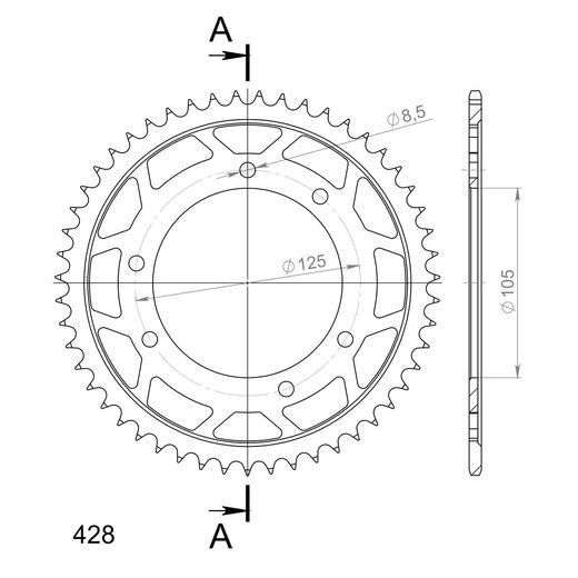 Reťazová rozeta SUPERSPROX RFE-1134:51-BLK čierna