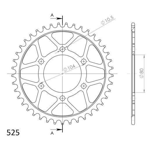 Reťazová rozeta SUPERSPROX RFE-1489:41-BLK čierna 41T, 525