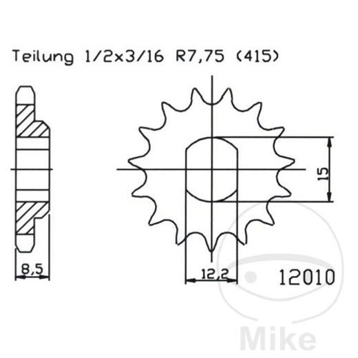 Reťazová sada D.I.D Chain - zlatý chain 415 ERZ, Non-sealed, CHK front sprocket JMT, CHK rear sprocket SUPERSPROX pre HUSQVARNA TC 50, TC 50 Mini 2017-2022