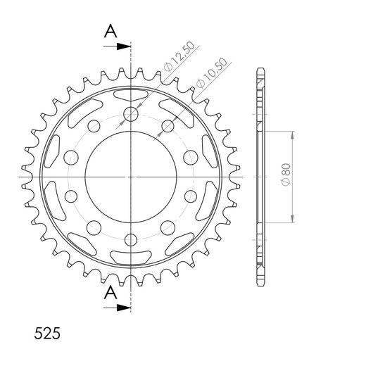 Reťazová rozeta SUPERSPROX RFE-1332:36-BLK čierna 36T, 525