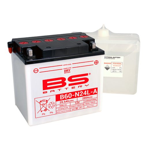 Konvenčný akumulátor ( s kyselinou) BS-BATTERY B60N24L-A Balenie vrát.kyseliny