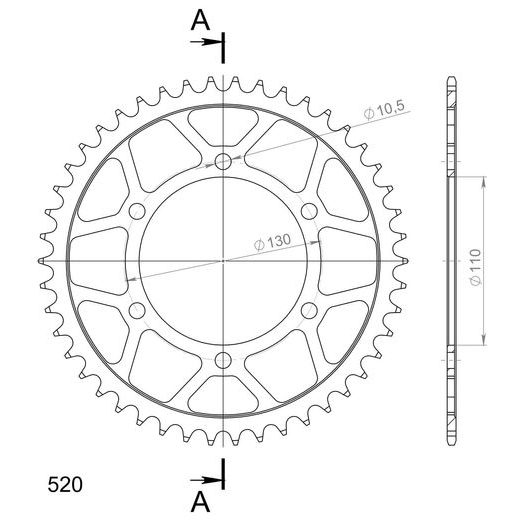 Reťazová rozeta SUPERSPROX RFE-486:46-BLK čierna 46T, 520