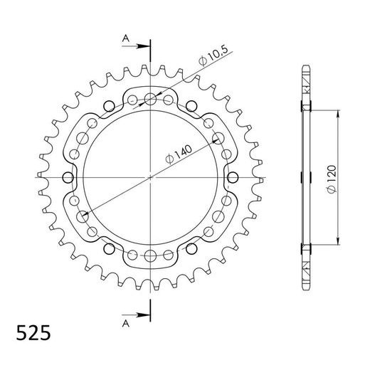 Reťazová rozeta SUPERSPROX STEALTH RST-498:38-RED červené 38T, 525