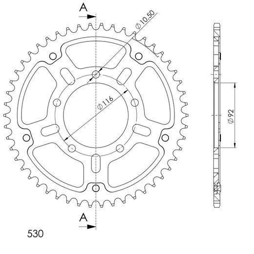 Reťazová rozeta SUPERSPROX STEALTH RST-489:50-GLD zlatá 50T, 530