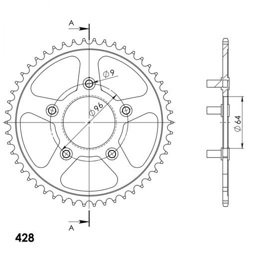 Reťazová rozeta SUPERSPROX RFE-232:50-BLK čierna 50T, 428