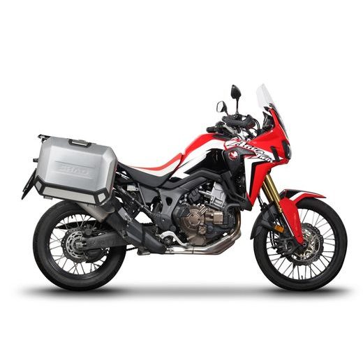Kompletná sada bočných čiernych hliníkových kufrov SHAD TERRA BLACK, 36/47 l litrov, vrátane montážnej sady SHAD HONDA CRF 1000 Africa Twin
