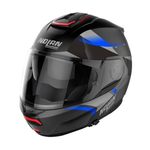 Moto helma Nolan N100-6 Paloma Flat Black/Blue N-COM 26