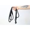Aminela Vodítko lano s kůží přepínací černé kování šedá
