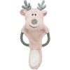 Trixie Vánoční sob na laně šustící 47 cm plyš/bavlněné lano růžová/šedá