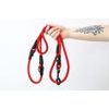 Aminela Vodítko lano s kůží přepínací černé kování červená