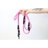 Aminela Vodítko lano s kůží přepínací černé kování růžová